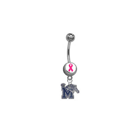 Memphis Tigers Breast Cancer Awareness Belly Button Navel Ring