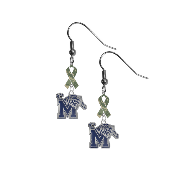 Memphis Tigers Salute to Service Camouflage Camo Ribbon Dangle Earrings