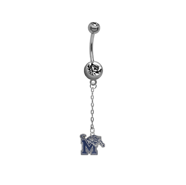 Memphis Tigers Dangle Chain Belly Button Navel Ring
