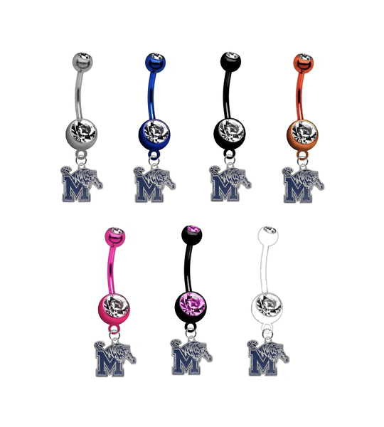 Memphis Tigers NCAA College Belly Button Navel Ring - Pick Your Color