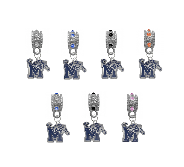 Memphis Tigers NCAA Crystal Rhinestone European Bracelet Charm