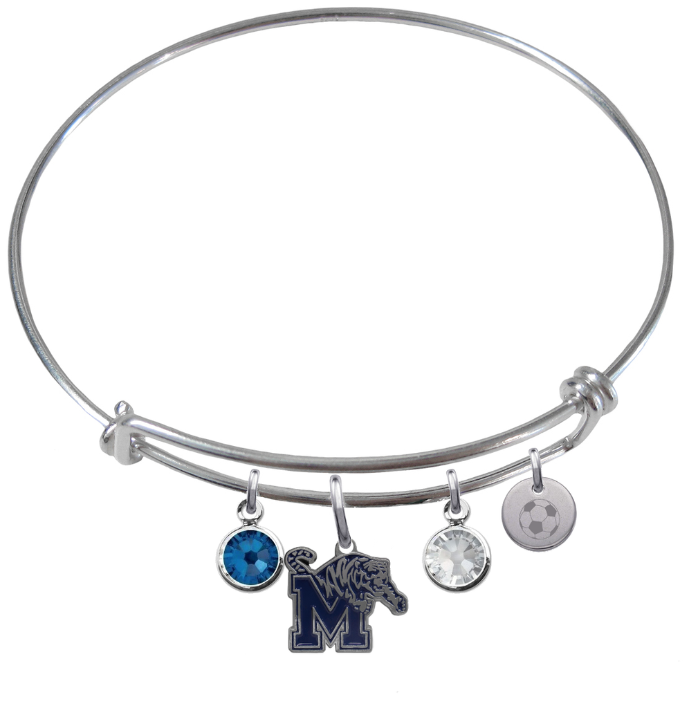 Memphis Tigers Soccer Expandable Wire Bangle Charm Bracelet
