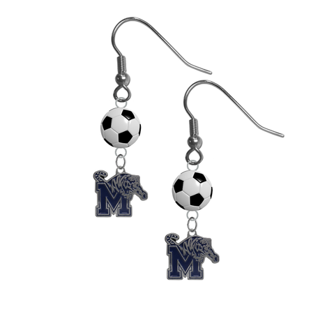 Memphis Tigers NCAA Soccer Dangle Earrings