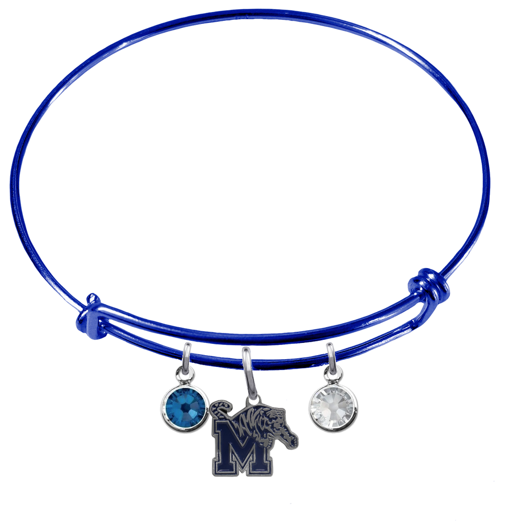 Memphis Tigers BLUE Expandable Wire Bangle Charm Bracelet