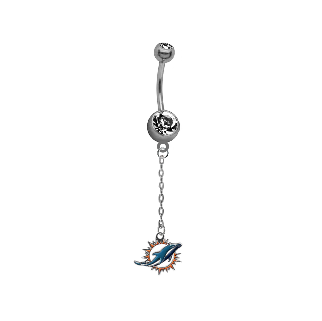 Miami Dolphins Chain NFL Football Belly Button Navel Ring