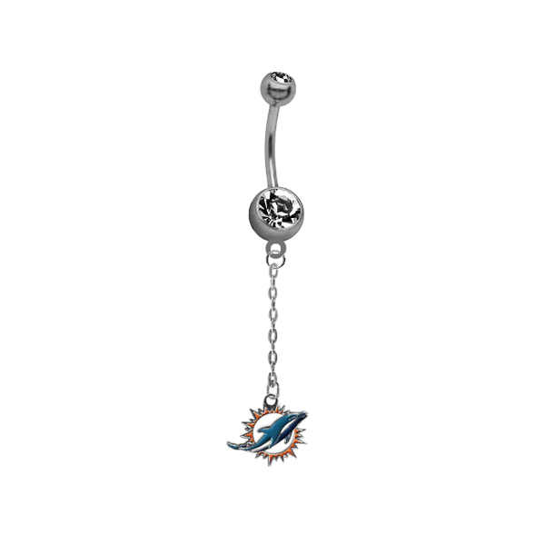 Miami Dolphins Chain NFL Football Belly Button Navel Ring