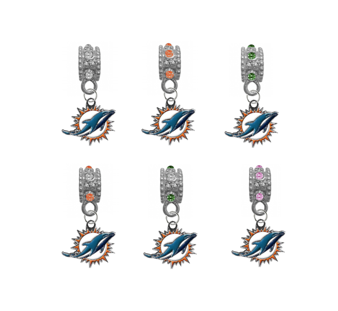 Miami Dolphins NFL Football Crystal Rhinestone European Bracelet Charm