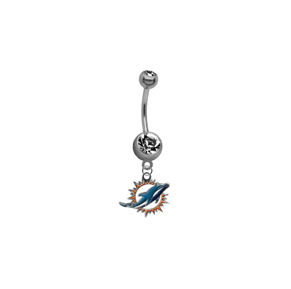 Miami Dolphins NFL Football Belly Button Navel Ring