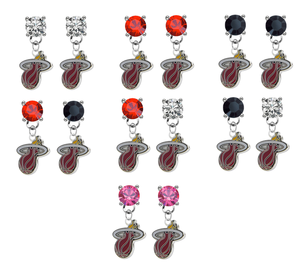 Miami Heat NBA Swarovski Crystal Stud Rhinestone Earrings