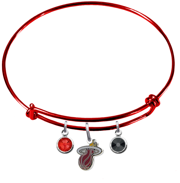 Miami Heat RED Color Edition Expandable Wire Bangle Charm Bracelet