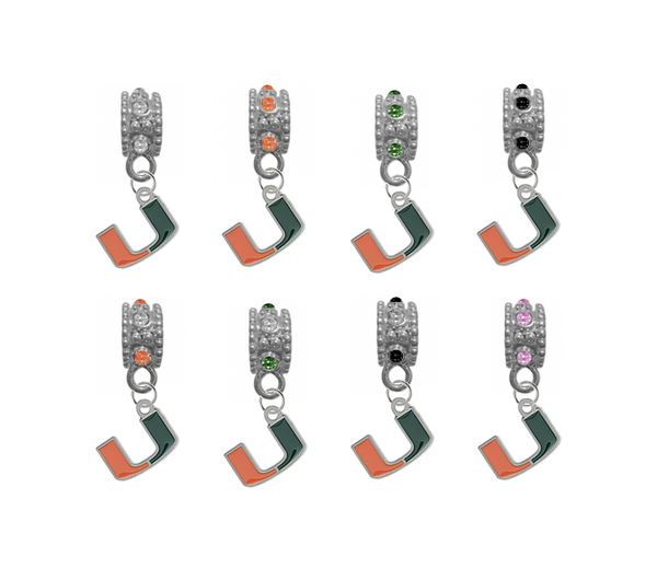 Miami Hurricanes NCAA Crystal Rhinestone European Bracelet Charm