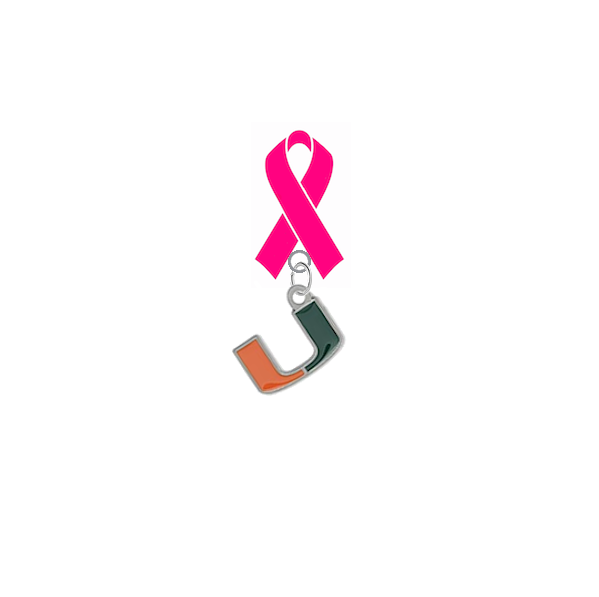 Miami Hurricanes Breast Cancer Awareness / Mothers Day Pink Ribbon Lapel Pin