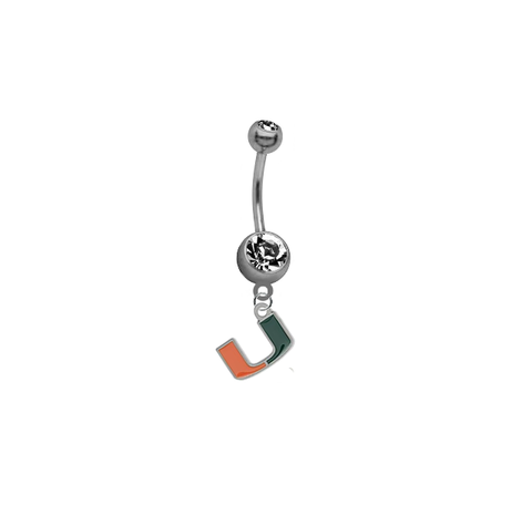 Miami Hurricanes SILVER College Belly Button Navel Ring