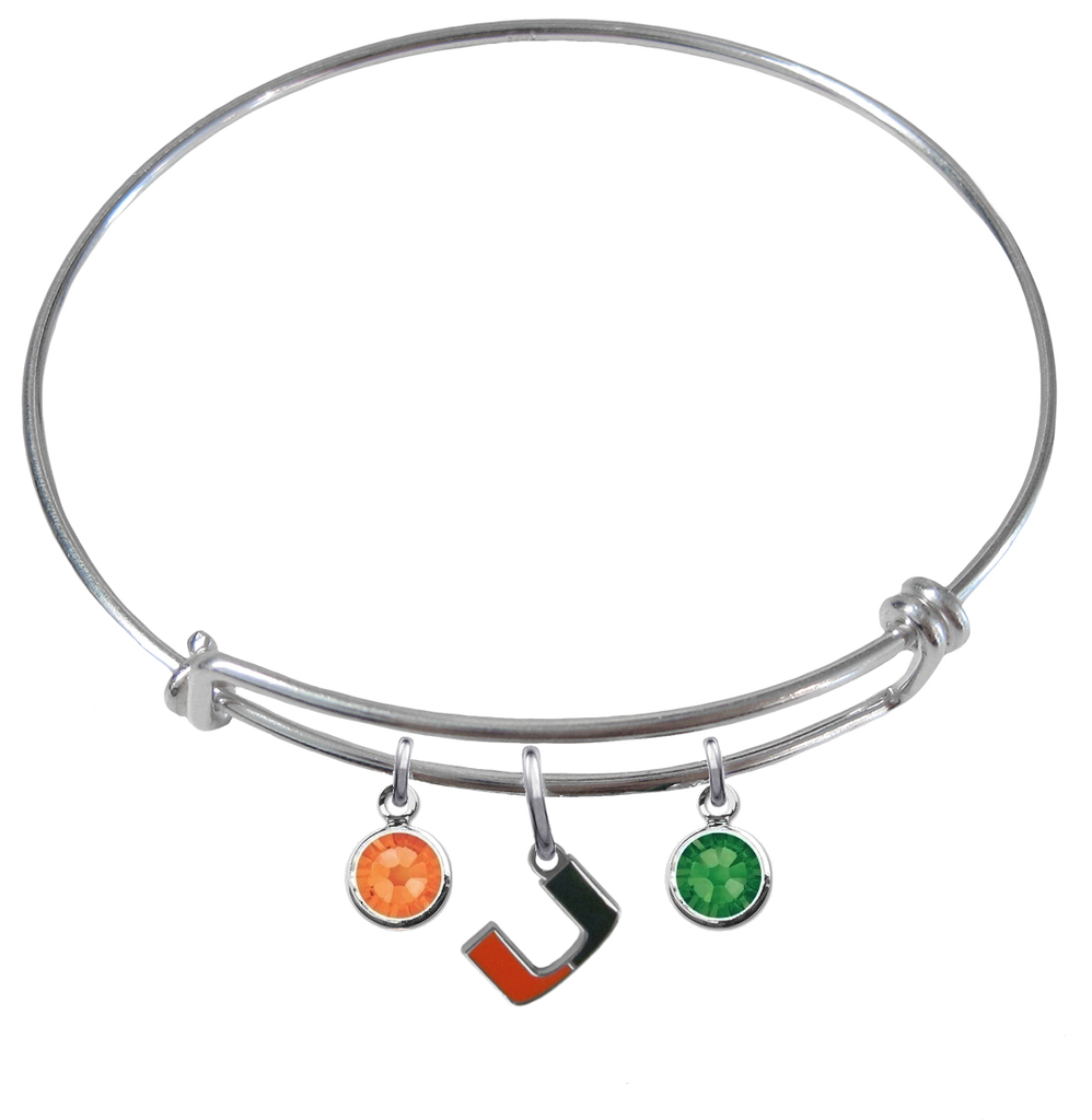 Miami Hurricanes NCAA Expandable Wire Bangle Charm Bracelet