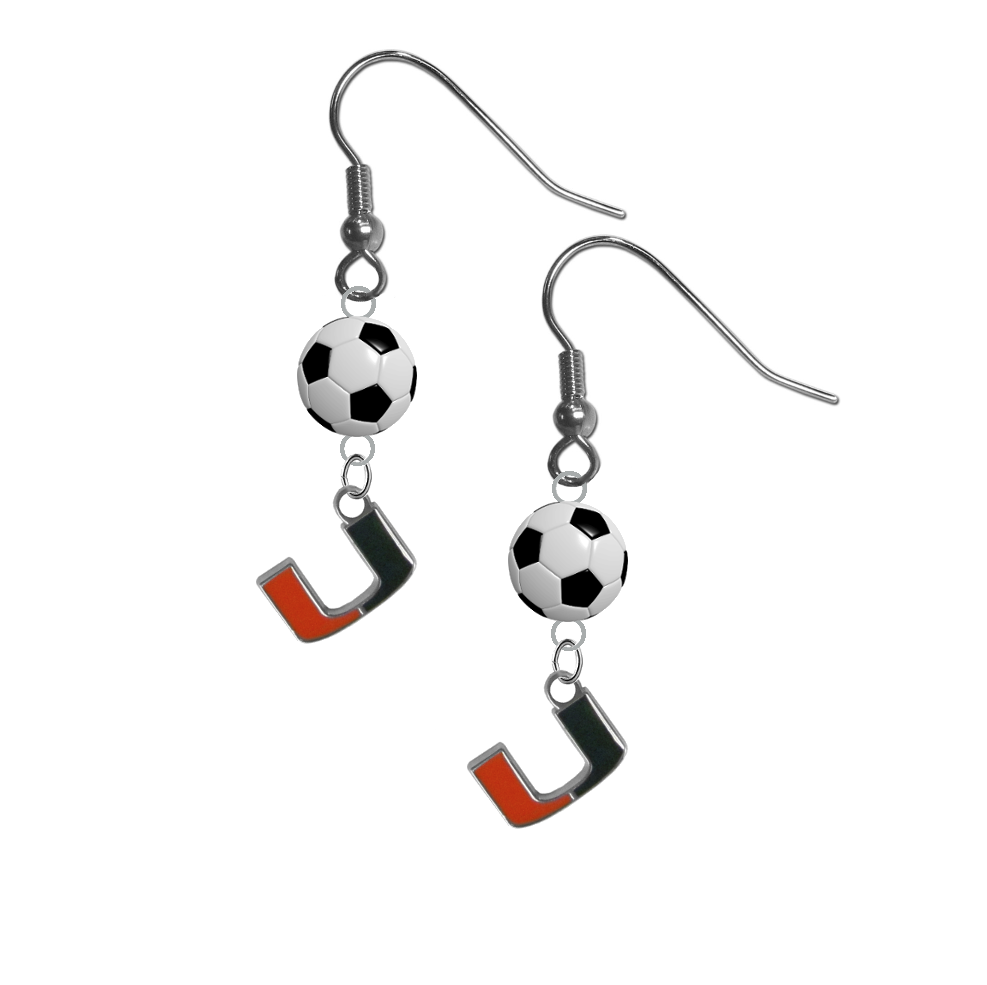 Miami Hurricanes NCAA Soccer Dangle Earrings