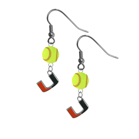 Miami Hurricanes NCAA Fastpitch Softball Dangle Earrings