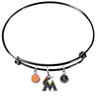 Miami Marlins Black MLB Expandable Wire Bangle Charm Bracelet