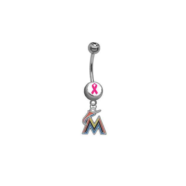 Miami Marlins Breast Cancer Awareness Belly Button Navel Ring