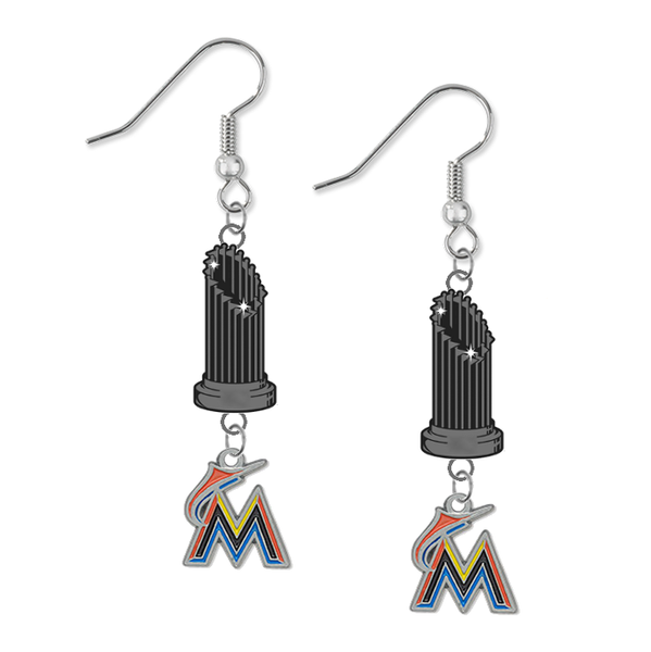 Miami Marlins MLB World Series Trophy Dangle Earrings