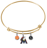 Miami Marlins Gold MLB Expandable Wire Bangle Charm Bracelet