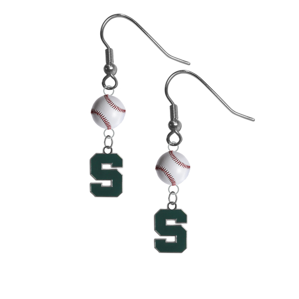Michigan State Spartans NCAA Baseball Dangle Earrings