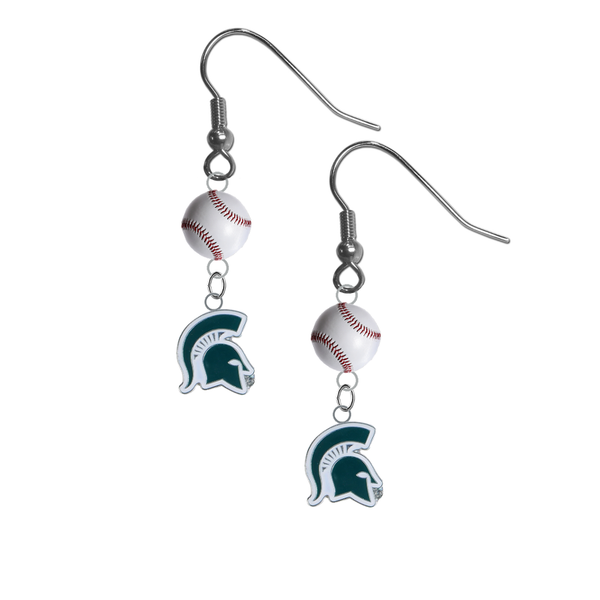 Michigan State Spartans Mascot NCAA Baseball Dangle Earrings