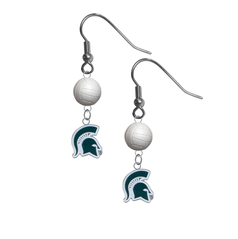 Michigan State Spartans Mascot NCAA Volleyball Dangle Earrings