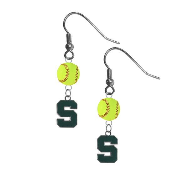 Michigan State Spartans NCAA Fastpitch Softball Dangle Earrings