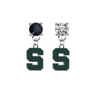 Michigan State Spartans BLACK & CLEAR Swarovski Crystal Stud Rhinestone Earrings