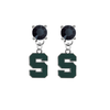 Michigan State Spartans BLACK Swarovski Crystal Stud Rhinestone Earrings