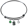 Michigan State Spartans BLACK Expandable Wire Bangle Charm Bracelet