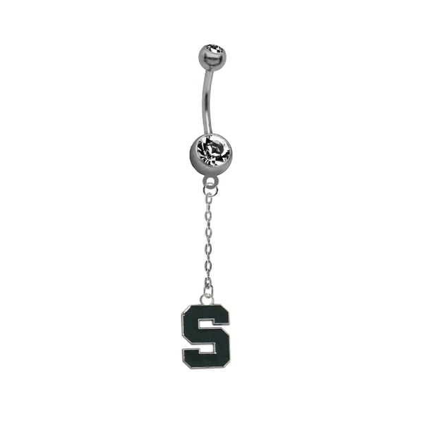 Michigan State Spartans Dangle Chain Belly Button Navel Ring