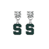Michigan State Spartans CLEAR Swarovski Crystal Stud Rhinestone Earrings
