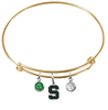Michigan State Spartans GOLD Expandable Wire Bangle Charm Bracelet