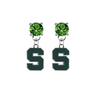 Michigan State Spartans GREEN Swarovski Crystal Stud Rhinestone Earrings