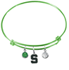 Michigan State Spartans LIME GREEN Expandable Wire Bangle Charm Bracelet
