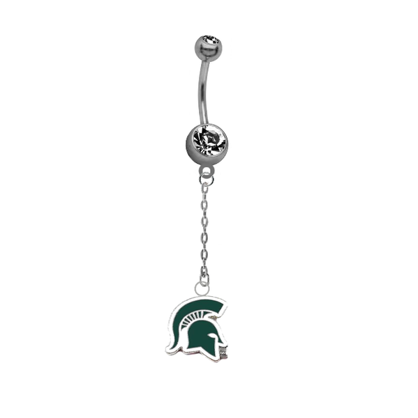 Michigan State Spartans Mascot Dangle Chain Belly Button Navel Ring