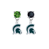 Michigan State Spartans Mascot GREEN & BLACK Swarovski Crystal Stud Rhinestone Earrings