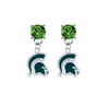 Michigan State Spartans Mascot GREEN Swarovski Crystal Stud Rhinestone Earrings