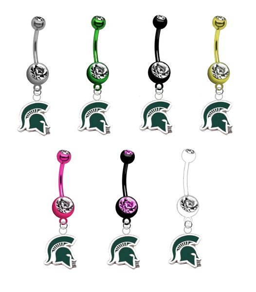 Michigan State Spartans Mascot NCAA College Belly Button Navel Ring - Pick Your Color
