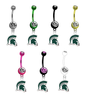 Michigan State Spartans Mascot NCAA College Belly Button Navel Ring - Pick Your Color