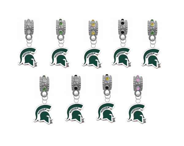 Michigan State Spartans Mascot NCAA Crystal Rhinestone European Bracelet Charm
