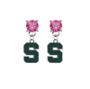 Michigan State Spartans PINK Swarovski Crystal Stud Rhinestone Earrings