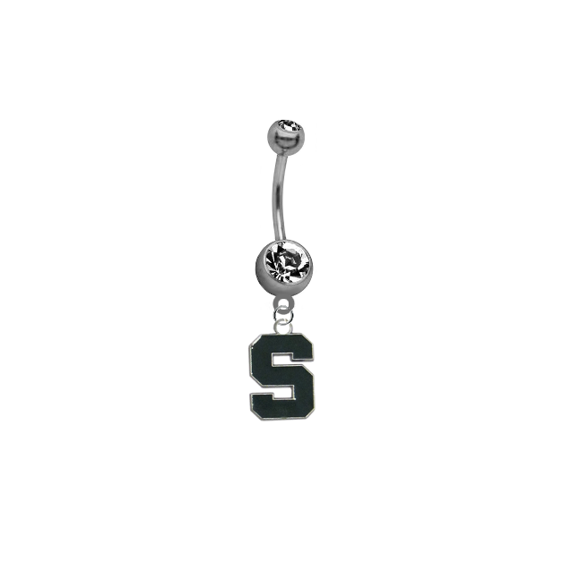 Michigan State Spartans SILVER College Belly Button Navel Ring