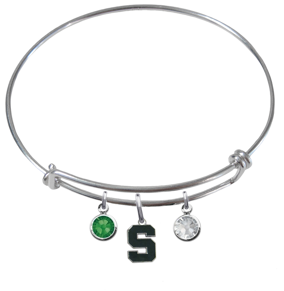 Michigan State Spartans NCAA Expandable Wire Bangle Charm Bracelet