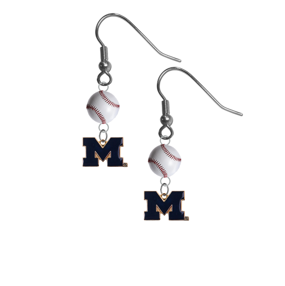 Michigan Wolverines Style 2 NCAA Baseball Dangle Earrings