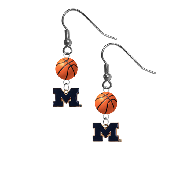 Michigan Wolverines Style 2 NCAA Basketball Dangle Earrings