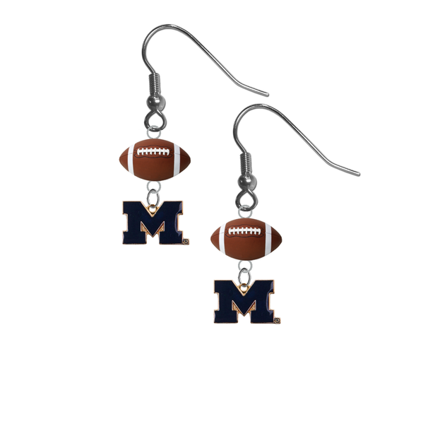 Michigan Wolverines Style 2 NCAA Football Dangle Earrings
