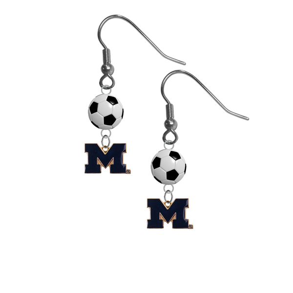 Michigan Wolverines Style 2 NCAA Soccer Dangle Earrings