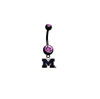 Michigan Wolverines Style 2 BLACK w/ PINK GEM College Belly Button Navel Ring